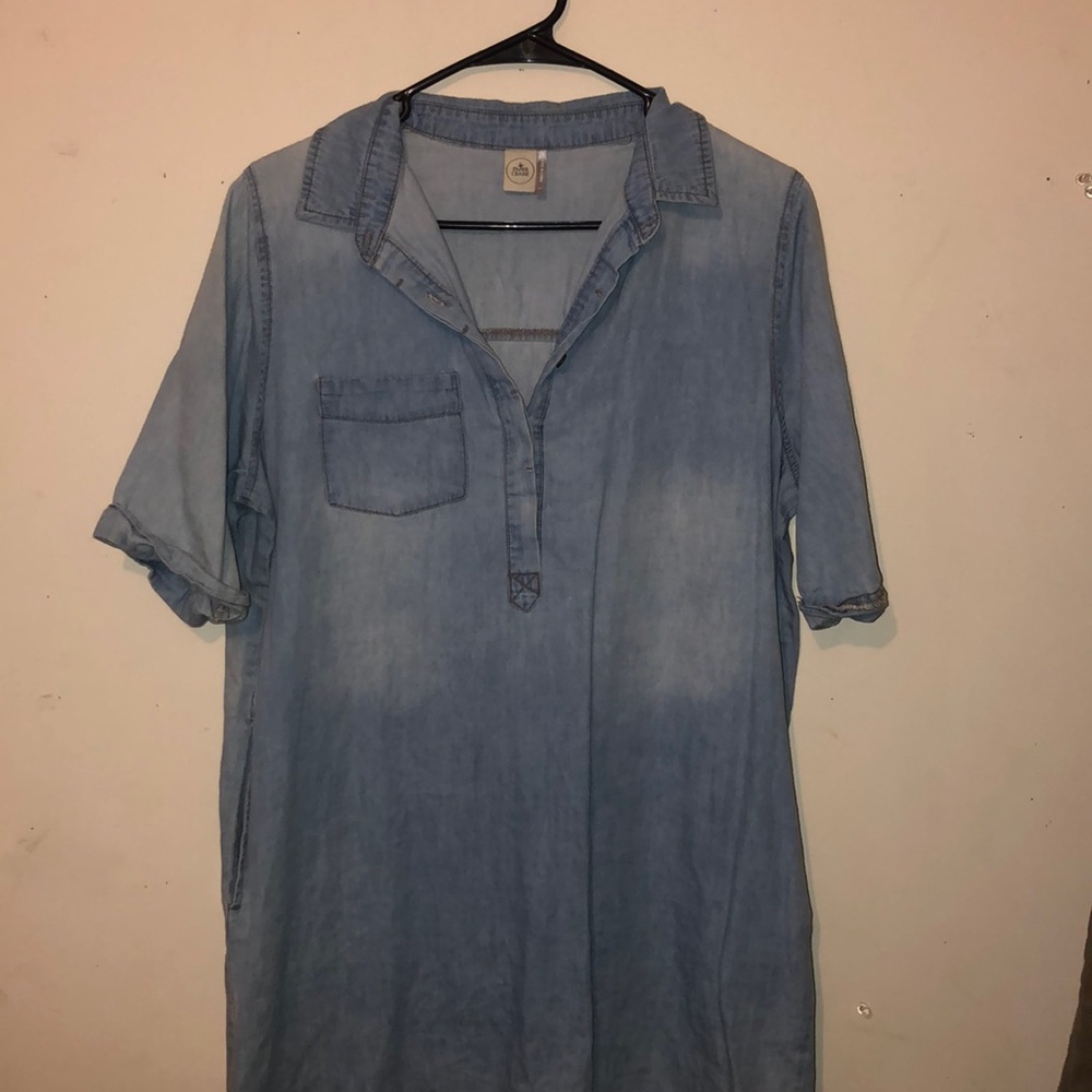 Light wash jean tunic dress